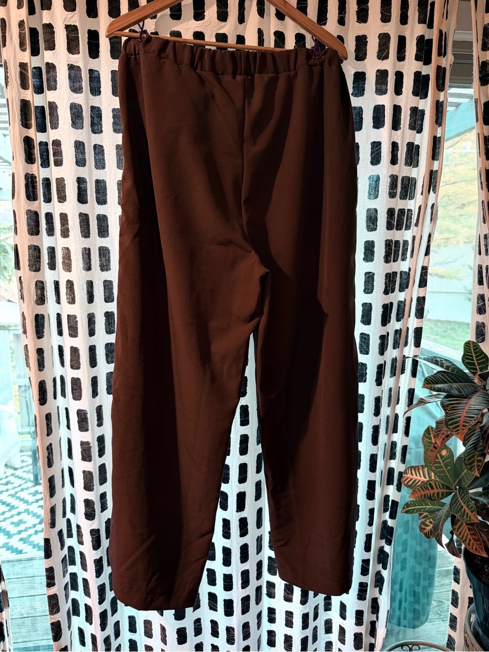 Anthropologie Maeve Wide-Leg Brown Lounge Track Pants with Side Stripe - Picture 6 of 6